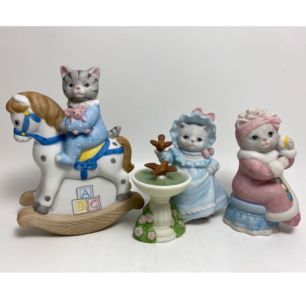 Kitty Cucumber Figurines Collectible 1988 Priscilla Cat Kitten